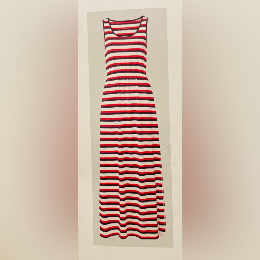 Knit Maxi Tank Dress Red, White & Blue Striped -M NWT - Picture 3 of 5